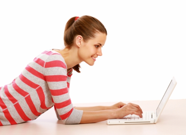 Student working on laptop